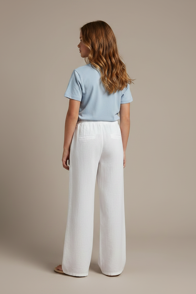 Pantalon Fluide Blanc Ample Lin Enfant - vue 2