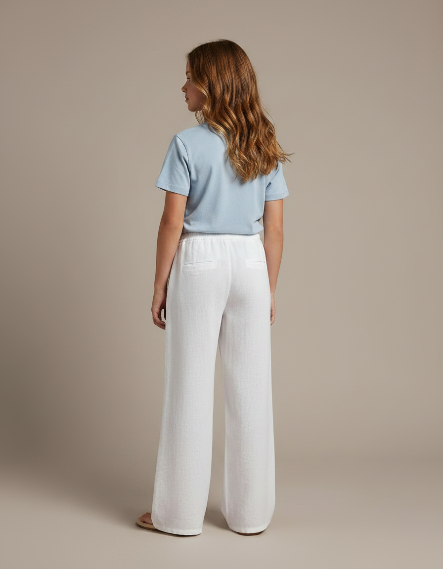 Pantalon Fluide Blanc Ample Lin Enfant - vue 2