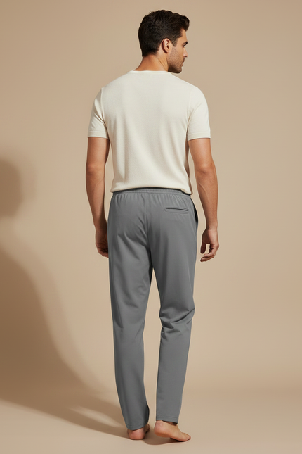 Pantalon Fluide Homme Gris Coupe Ample Polyester Été - vue 2