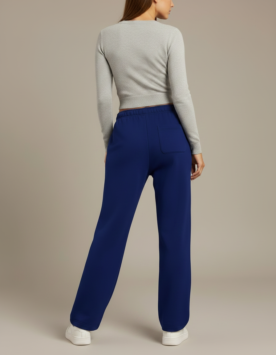 Pantalon Fluide Bleu Marine Ample Cordon Décontracté Confortable - Molleton - vue 2
