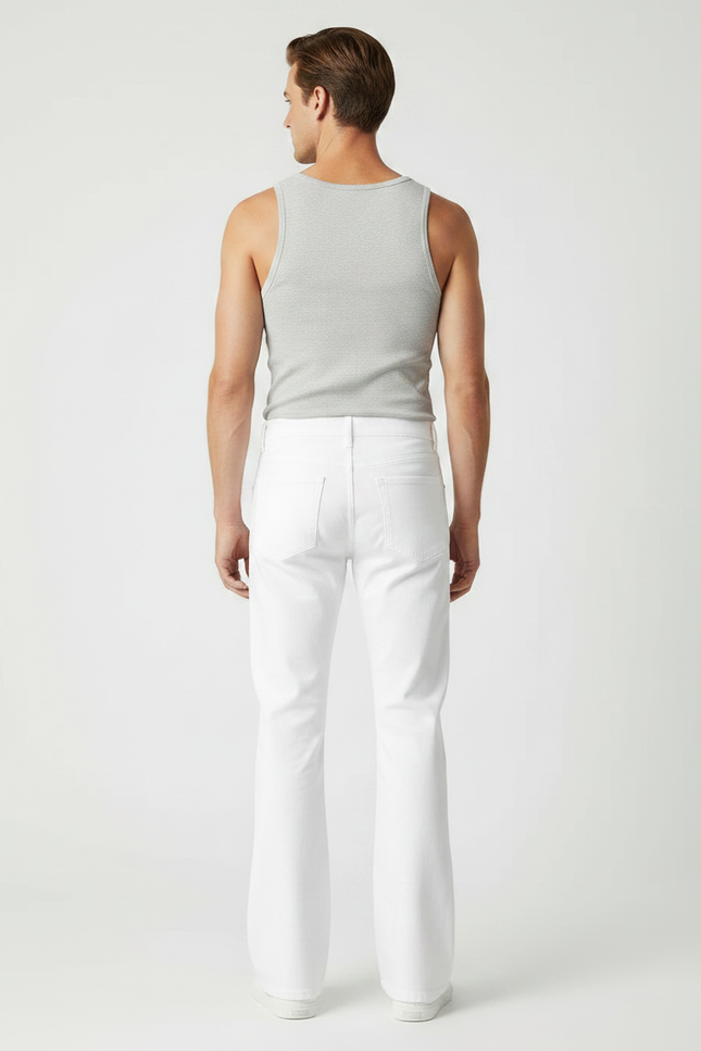 Pantalon Fluide Blanc Évasé Coton Stretch Homme - Jean - vue 2