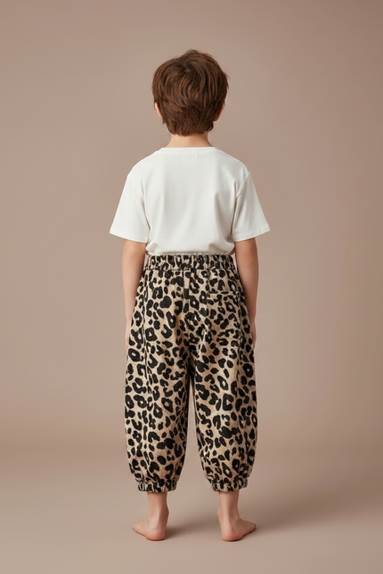 Pantalon Fluide Léopard Ample Élastiqué Unisexe Décontracté - Imprimé Molleton - vue 2