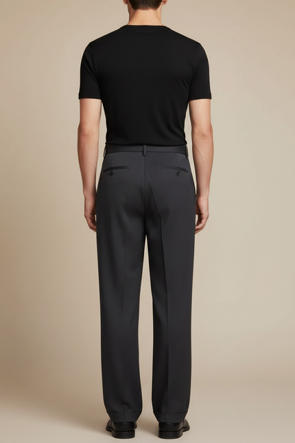 Pantalon Fluide Gris Foncé Ample Plissé Élégant Homme - Polyester - vue 2