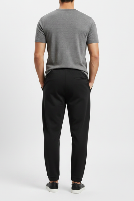 Pantalon Fluide Noir Ample Décontracté Jogging Homme - Molleton - vue 2