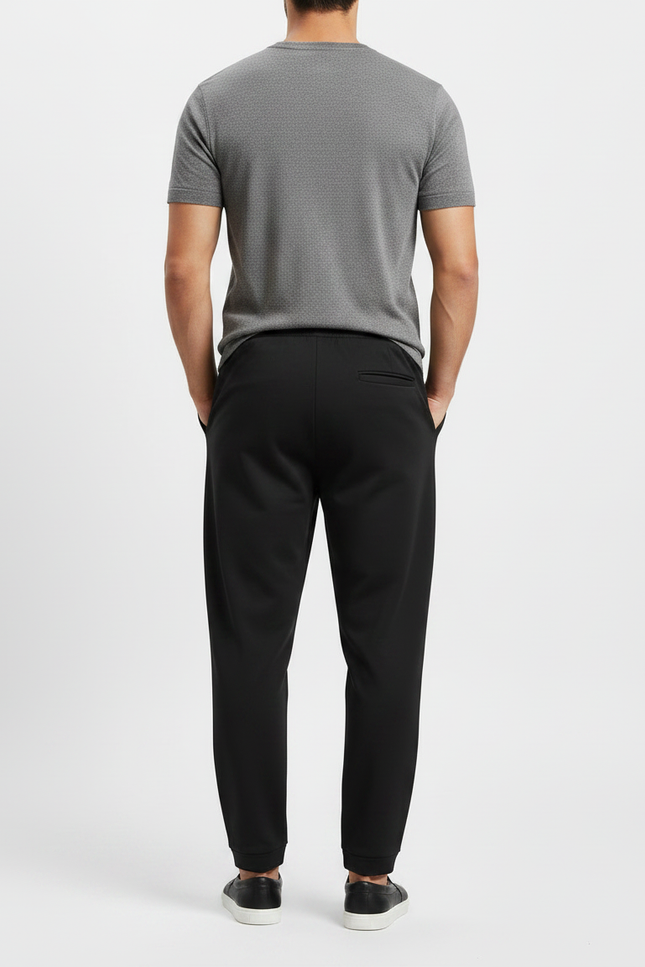 Pantalon Fluide Noir Ample Décontracté Jogging Homme - Molleton - vue 2