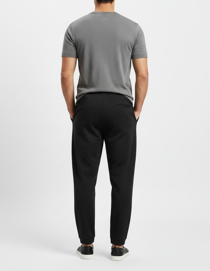 Pantalon Fluide Noir Ample Décontracté Jogging Homme - Molleton - vue 2