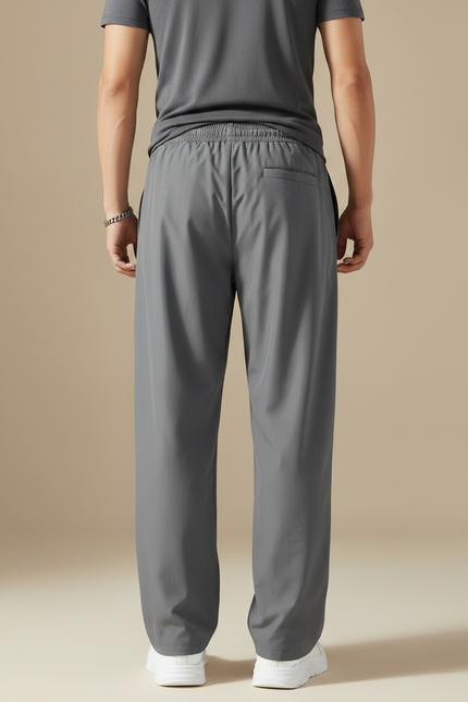 Pantalon Fluide Homme Gris Ample Décontracté Streetwear - Polyester - vue 2