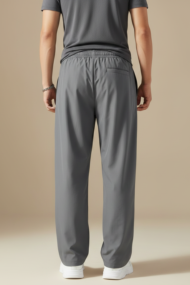 Pantalon Fluide Homme Gris Ample Décontracté Streetwear - Polyester - vue 2