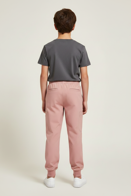 Pantalon Fluide Rose Cargo Enfant Confortable Jogger - Polyester - vue 2