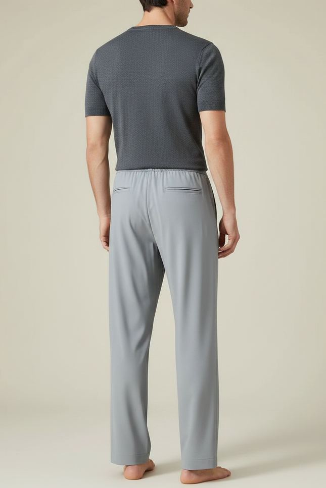 Pantalon Fluide Gris Clair Homme Décontracté Ample - Polyester - vue 2