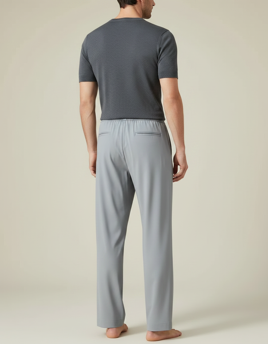 Pantalon Fluide Gris Clair Homme Décontracté Ample - Polyester - vue 2