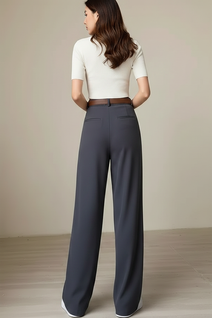 Pantalon Baggy Fluide Femme - Gris Polyester - vue 2