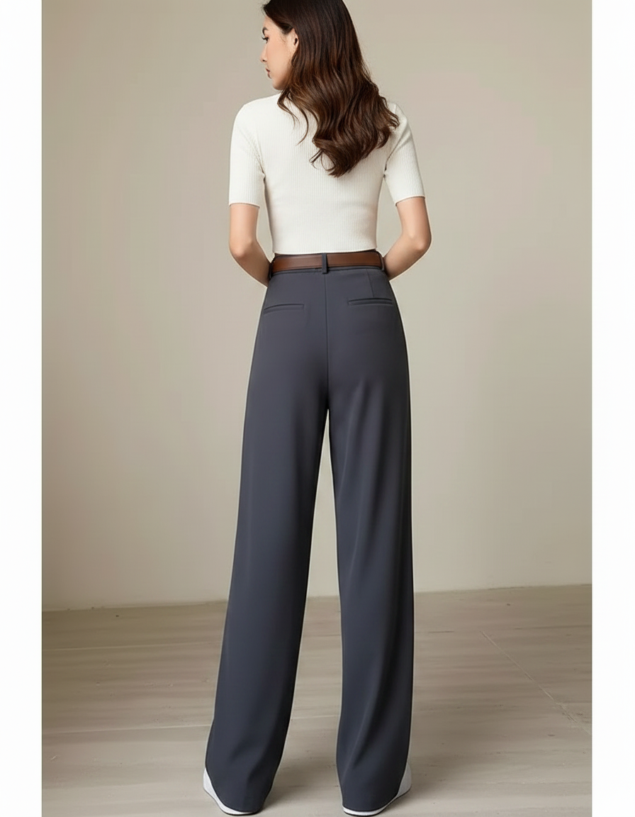 Pantalon Baggy Fluide Femme - Gris Polyester - vue 2