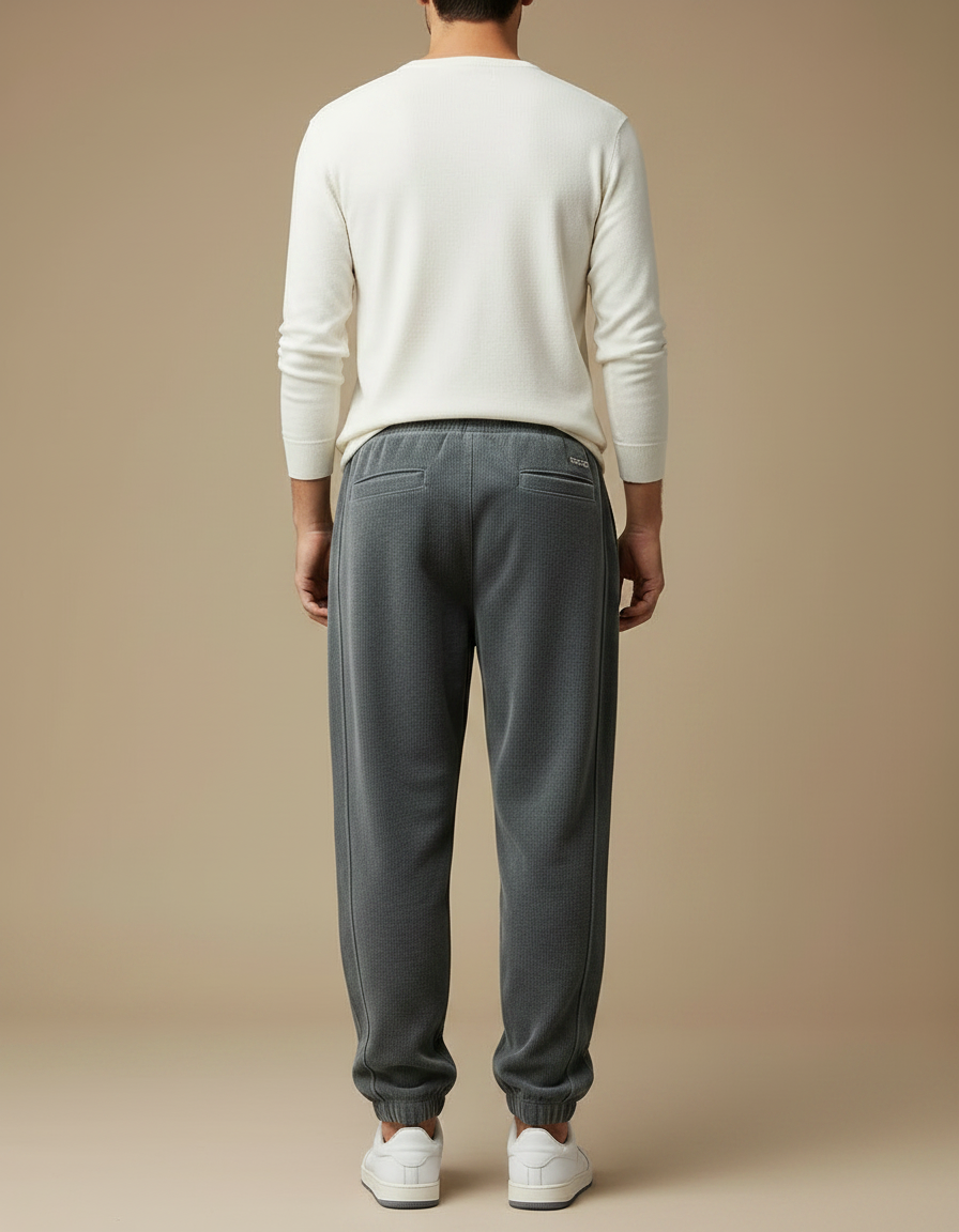 Pantalon Fluide Gris Côtelé Ample Décontracté Homme - Cordé - vue 2