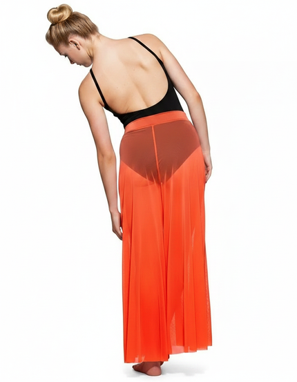 Pantalon Fluide Orange Transparent Mesh Ample Danse - Maille