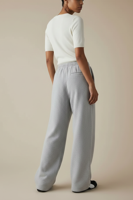 Pantalon Fluide Gris Ample Décontracté Sport Cordon - Molleton - vue 2