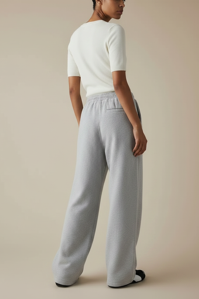 Pantalon Fluide Gris Ample Décontracté Sport Cordon - Molleton - vue 2