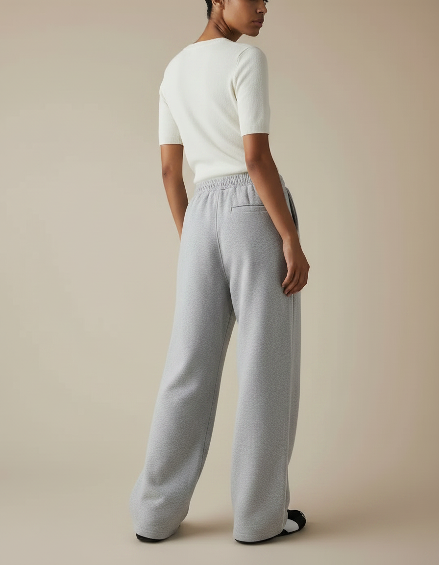 Pantalon Fluide Gris Ample Décontracté Sport Cordon - Molleton - vue 2
