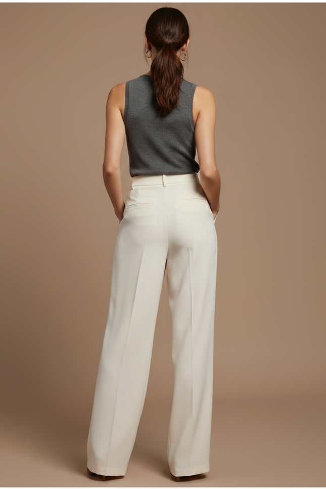 Pantalon Crepe Fluide Blanc - Viscose - vue 2