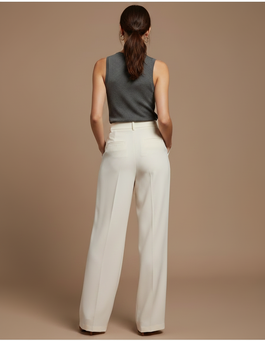 Pantalon Crepe Fluide Blanc - Viscose - vue 2