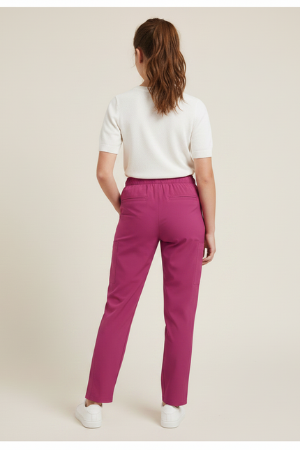 Pantalon Fluide Fuschia Droit Élastique Confortable Fille - Rose Polyester - vue 2