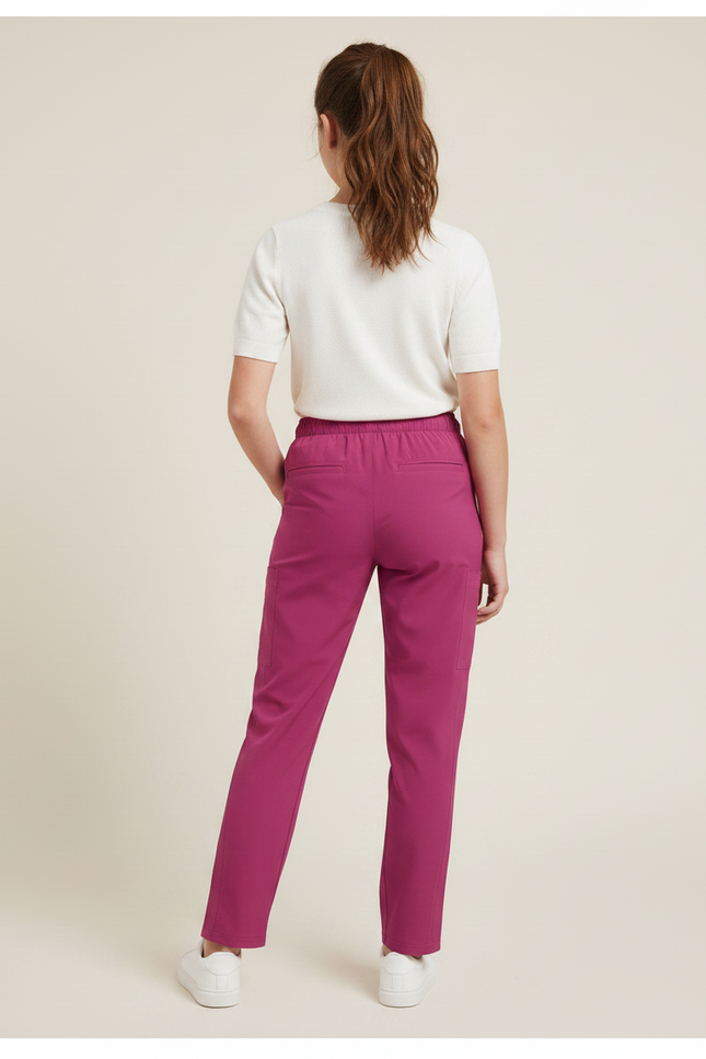 Pantalon Fluide Fuschia Droit Élastique Confortable Fille - Rose Polyester - vue 2