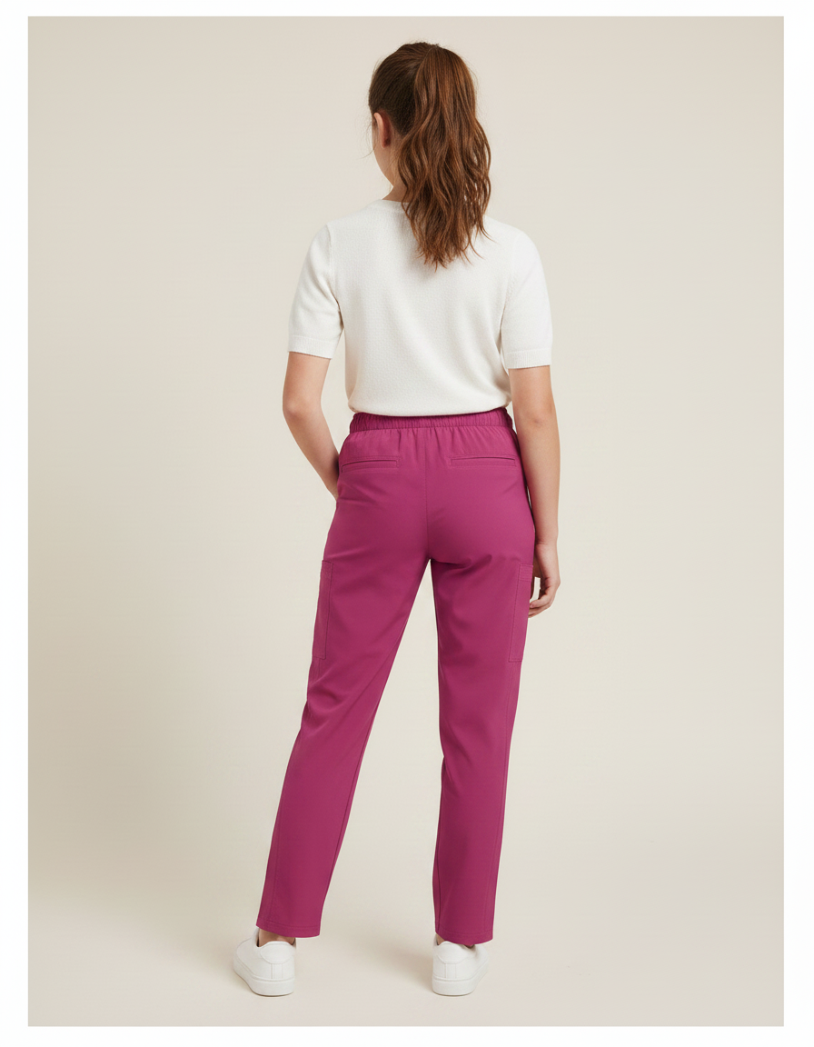 Pantalon Fluide Fuschia Droit Élastique Confortable Fille - Rose Polyester - vue 2