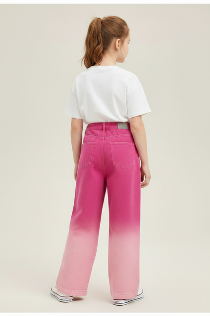 Pantalon Fluide Rose Dégradé Ample Coton Enfant - Jean - vue 2