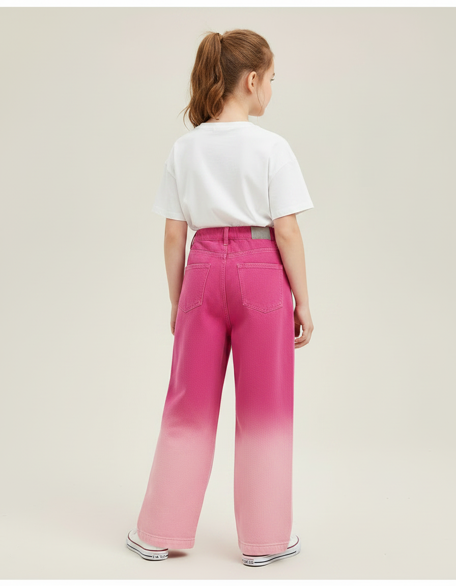 Pantalon Fluide Rose Dégradé Ample Coton Enfant - Jean - vue 2