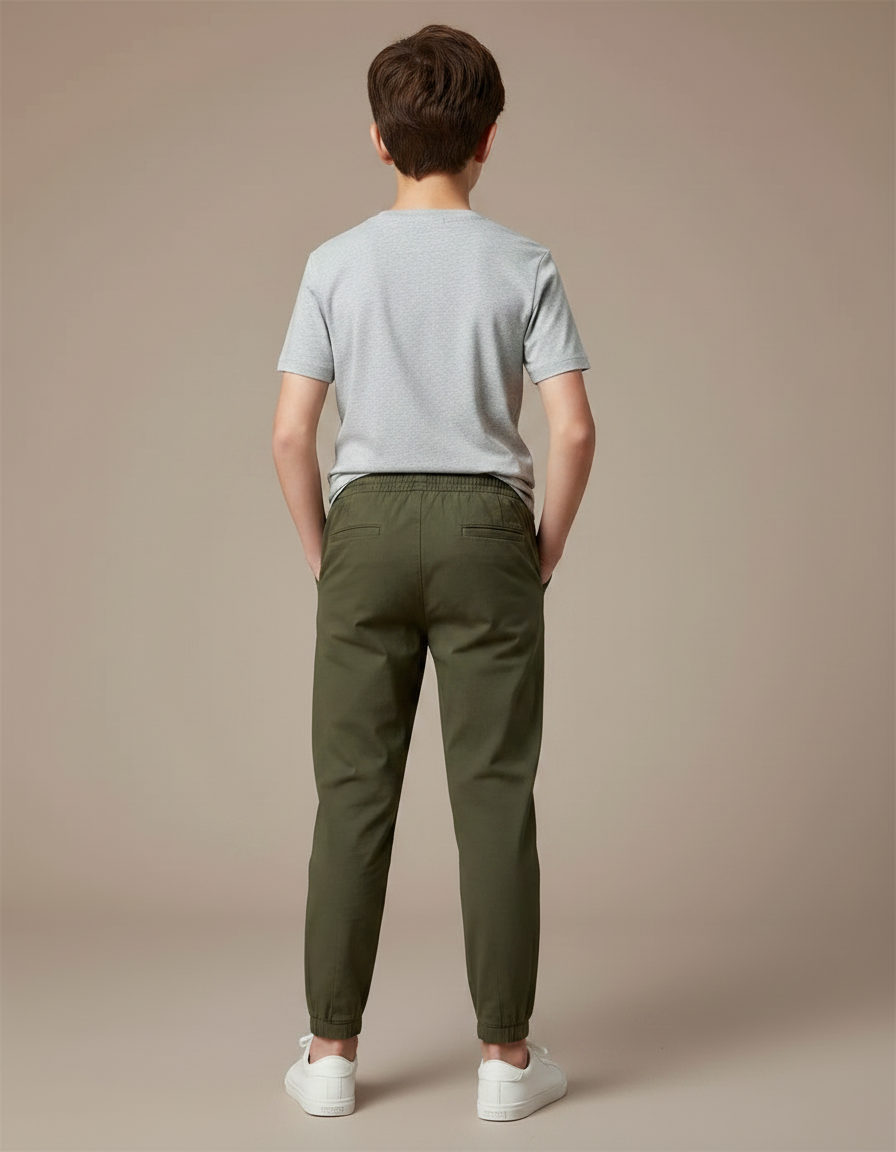 Pantalon Fluide Kaki Coton Ample Confortable Enfant - vue 2