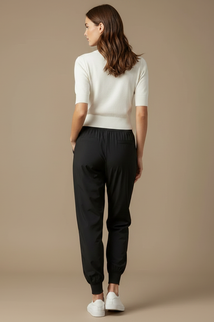 Pantalon Fluide Noir Cordon Ample Sport Femme - Polyester - vue 2