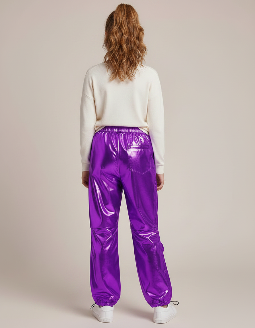 Pantalon Fluide Métallisé Violet Cargo Brillant Enfants - Polyester - vue 2