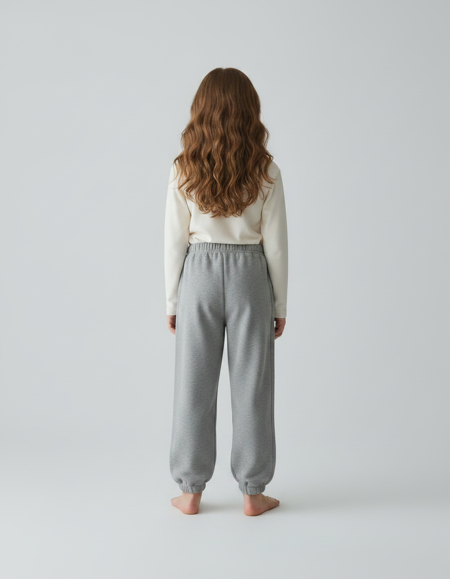 Pantalon Fluide Fille Gris Coupe Ample - Molleton - vue 2
