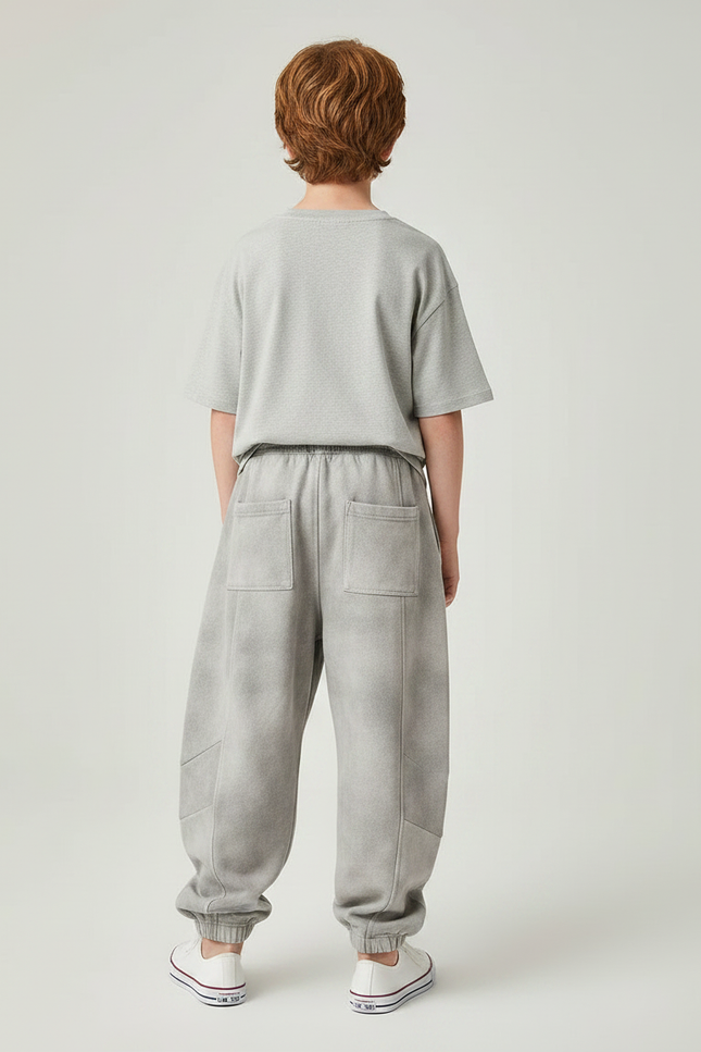 Pantalon Fluide Gris Tie-Dye Ample Décontracté Garçon - Molleton - vue 2