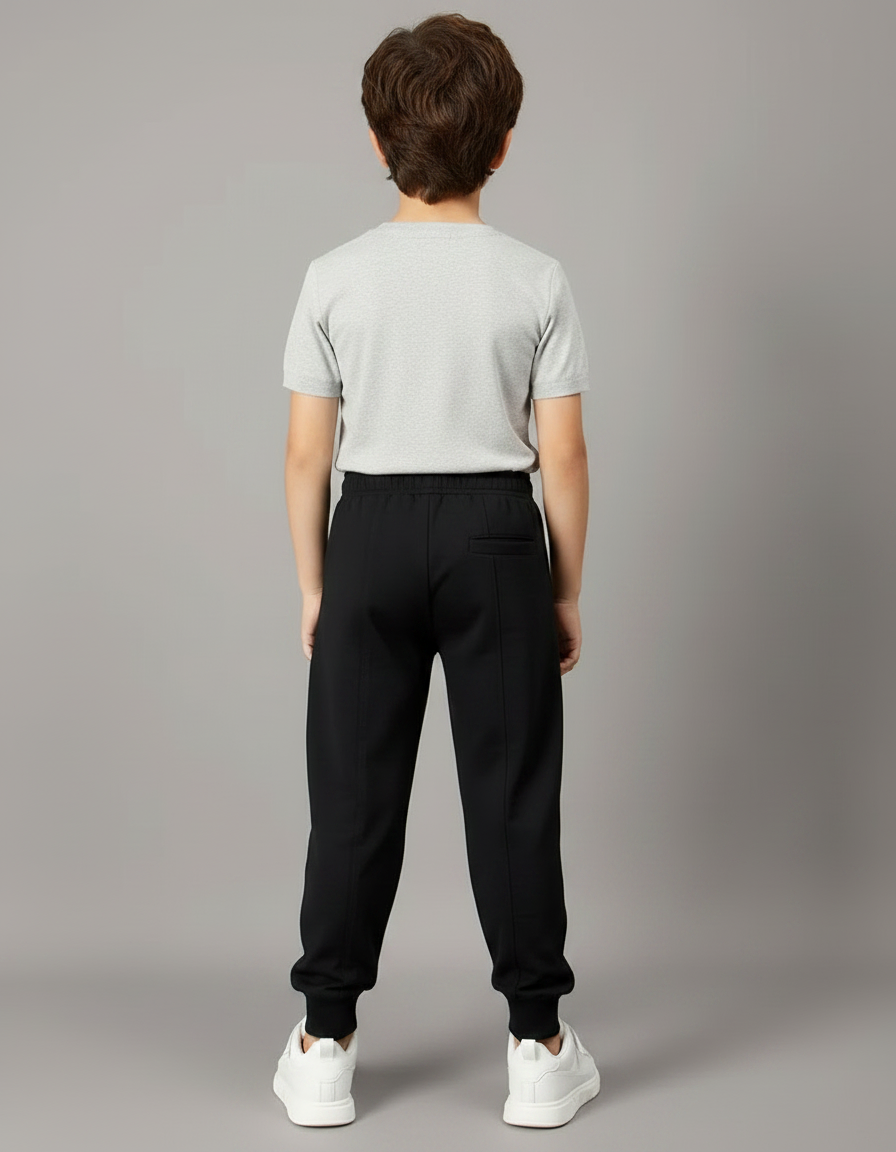 Pantalon Fluide Noir Coton Sport Confortable Enfant - Molleton - vue 2