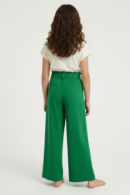 Pantalon Fluide Vert Ample Taille Haute Fille - Viscose - vue 2