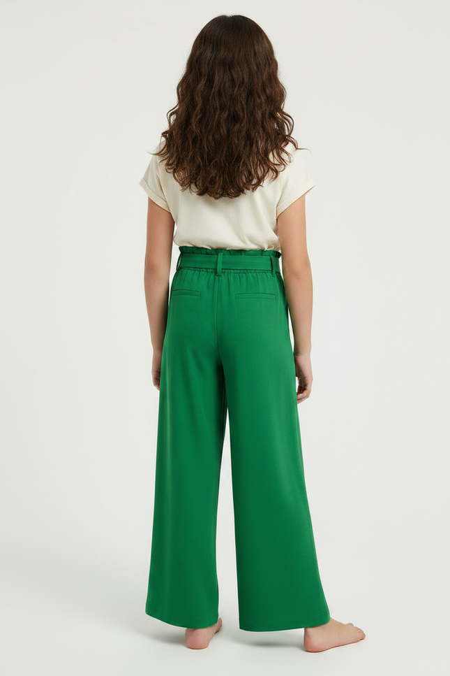 Pantalon Fluide Vert Ample Taille Haute Fille - Viscose - vue 2