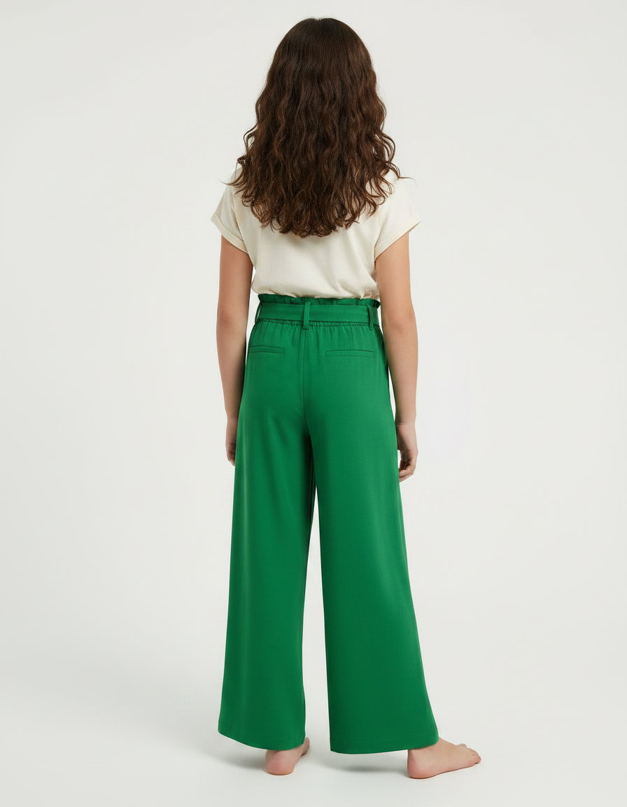 Pantalon Fluide Vert Ample Taille Haute Fille - Viscose - vue 2