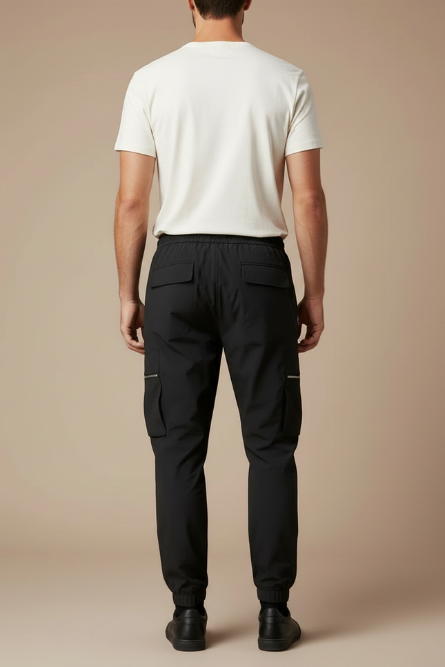 Pantalon Fluide Noir Cargo Sport Jogger Homme - Polyester - vue 2