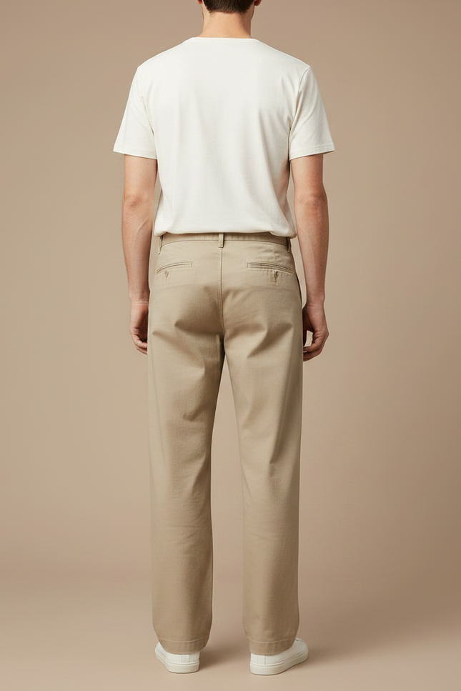 Pantalon Fluide Beige Large Confortable Décontracté Coton Homme - vue 2