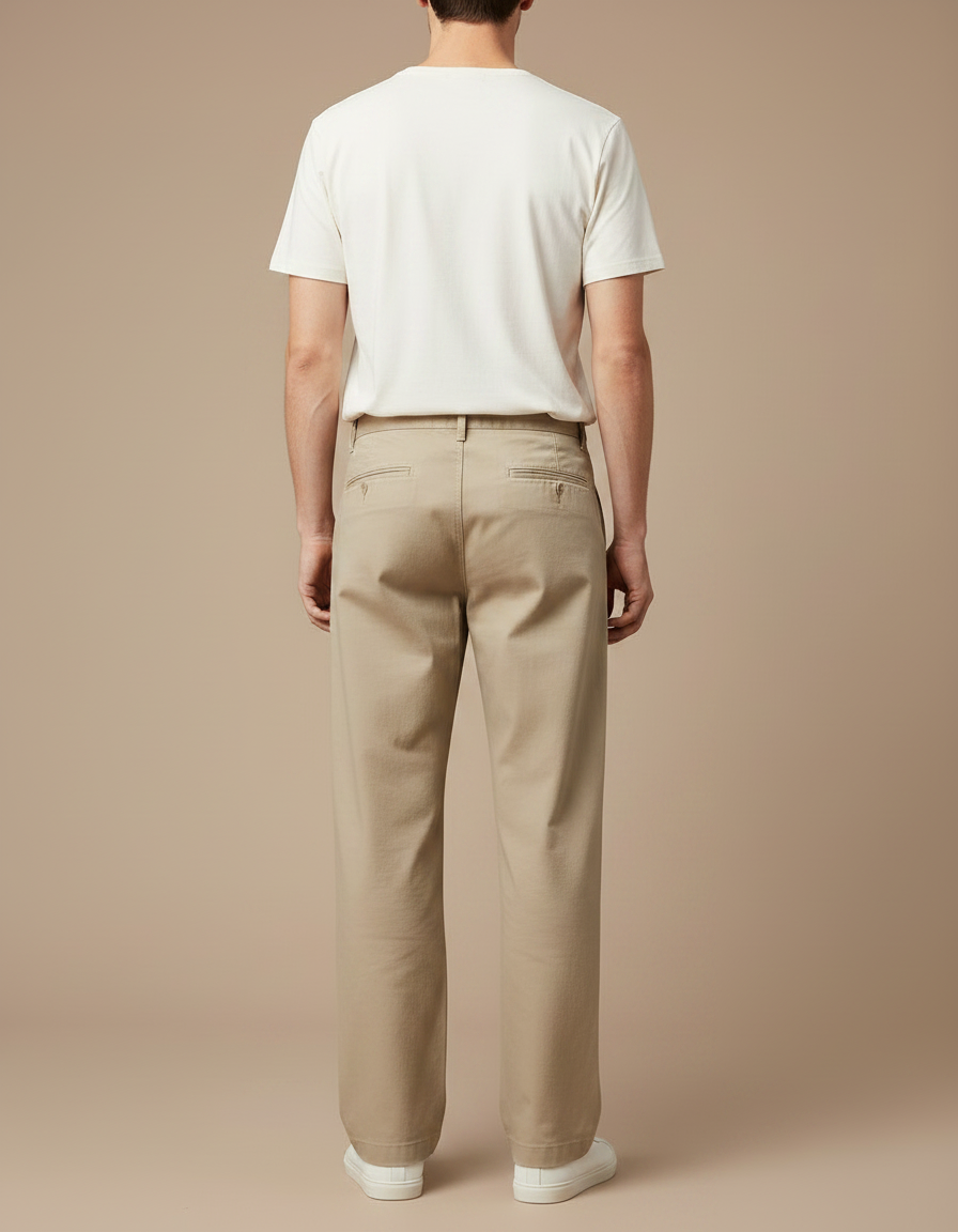 Pantalon Fluide Beige Large Confortable Décontracté Coton Homme - vue 2