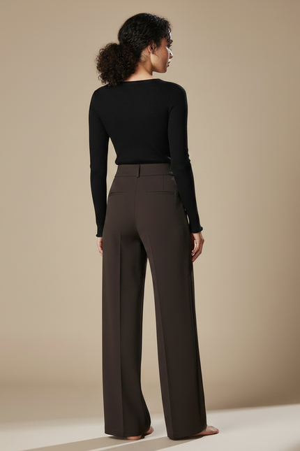 Pantalon Fluide Chocolat - Marron Polyester - vue 2