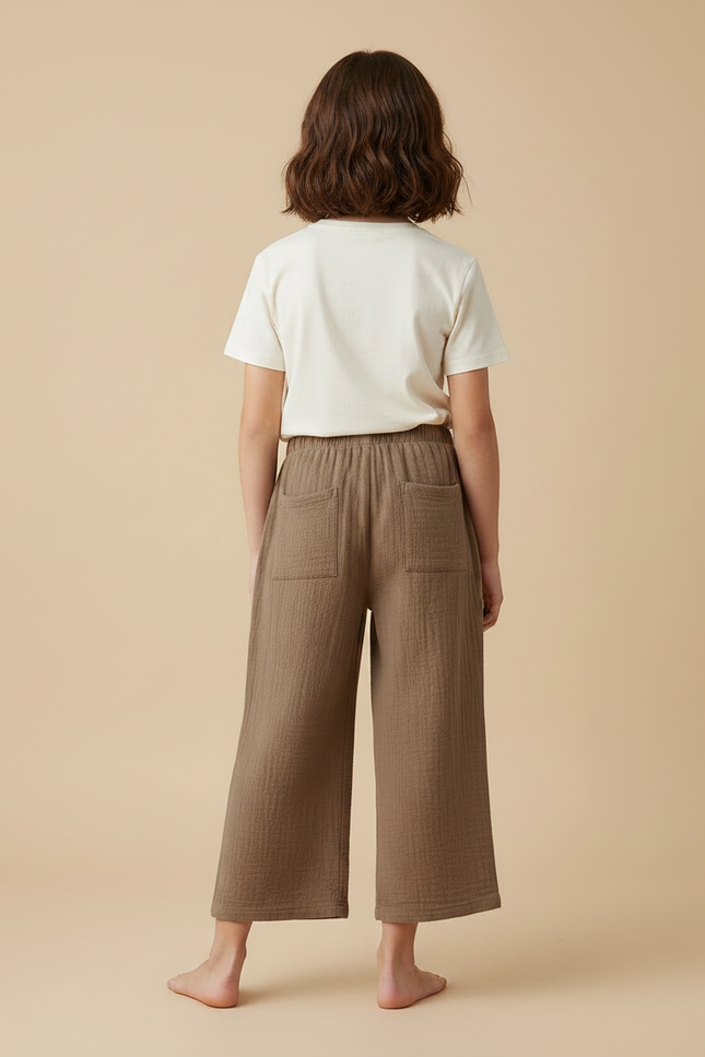 Pantalon Fluide Marron Coton Ample Confortable Enfant - vue 2