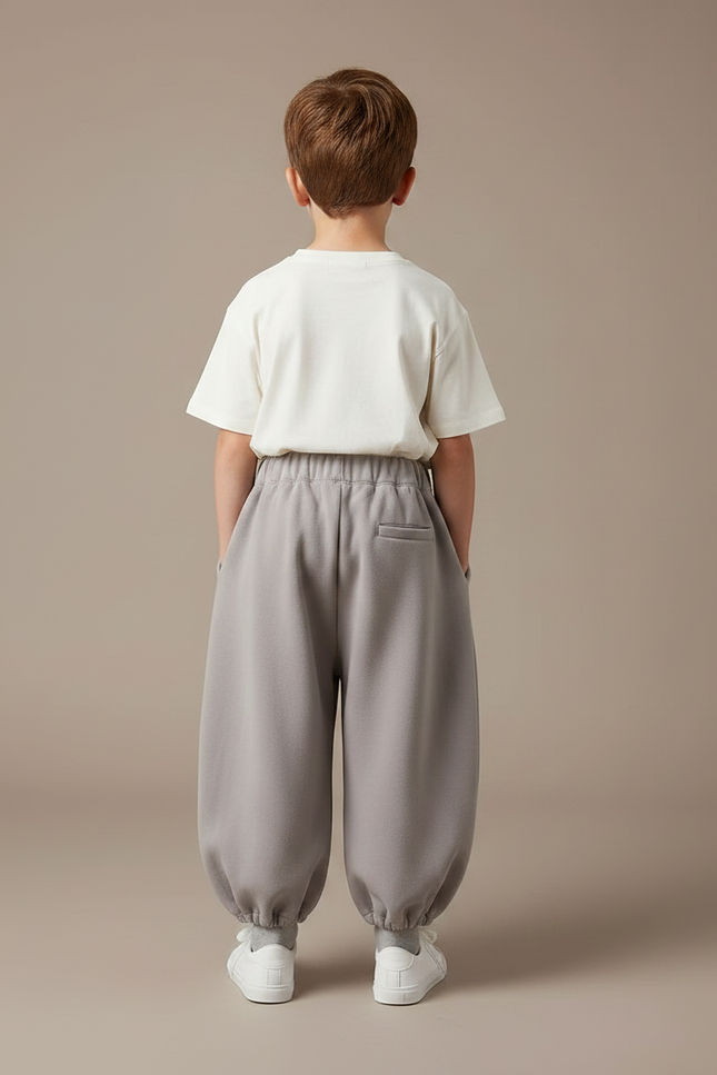 Pantalon Fluide Gris Ample Confortable Garçon Décontracté - Molleton - vue 2
