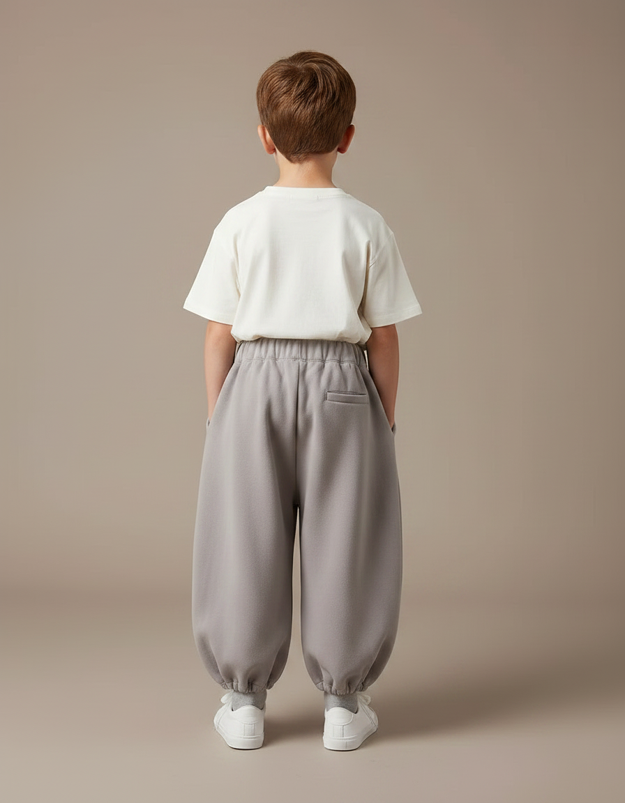 Pantalon Fluide Gris Ample Confortable Garçon Décontracté - Molleton - vue 2