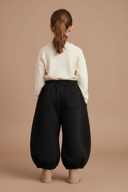 Pantalon Fluide Noir Ample Hiver Chaud Enfant - Molleton - vue 2