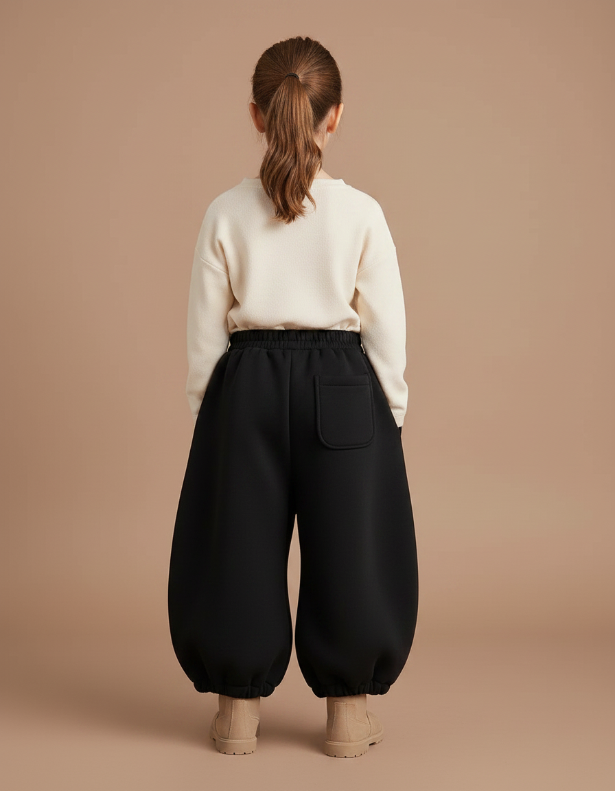 Pantalon Fluide Noir Ample Hiver Chaud Enfant - Molleton - vue 2