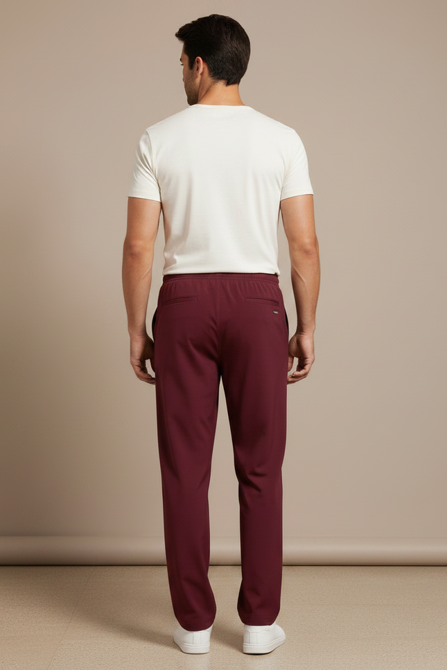 Pantalon Fluide Homme Droit Bordeaux Décontracté - Polyester - vue 2