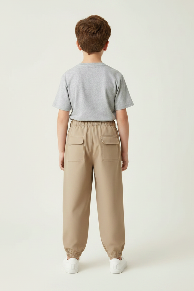 Pantalon Fluide Cargo Beige Ample Sport Enfant Garçon - Polyester - vue 2