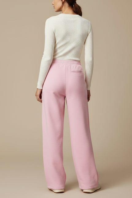 Pantalon Fluide Rose Ample Décontracté Sport Confortable - Molleton - vue 2